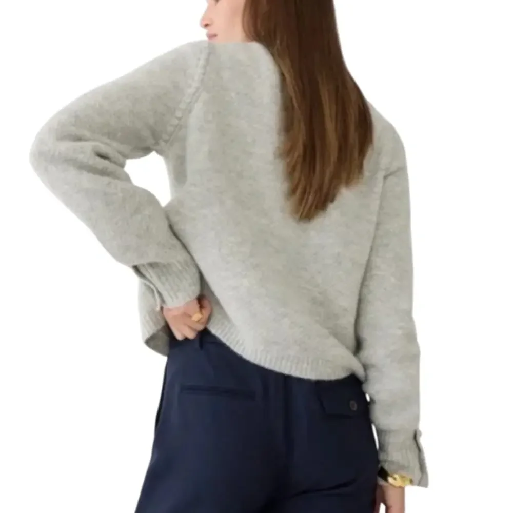 J. Crew Gray Odette Cardigan Sweater Crochet Lady Jacket